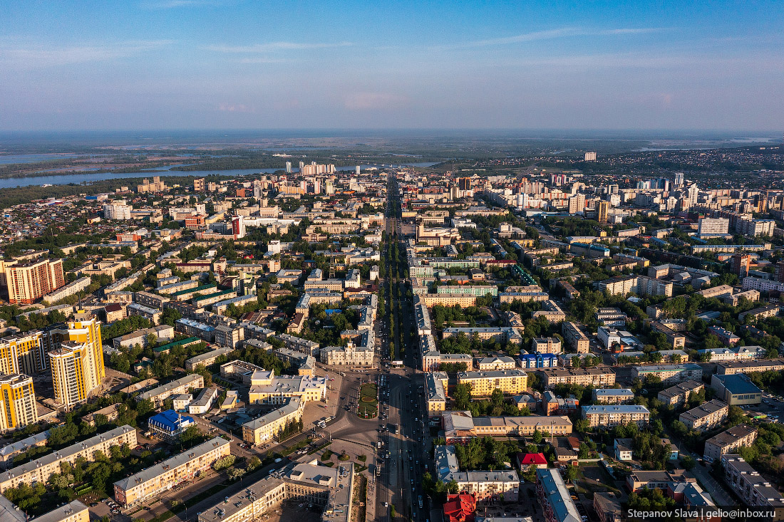 Барнаул с высоты, проспект ленина
