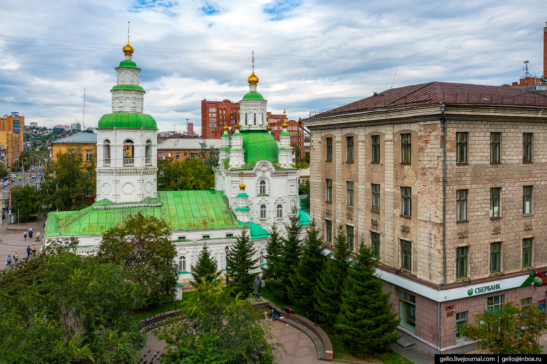Красноярск с высоты Покровский кафедральный собор