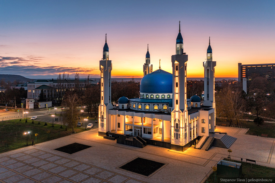 майкоп с высоты, адыгея, соборная мечеть