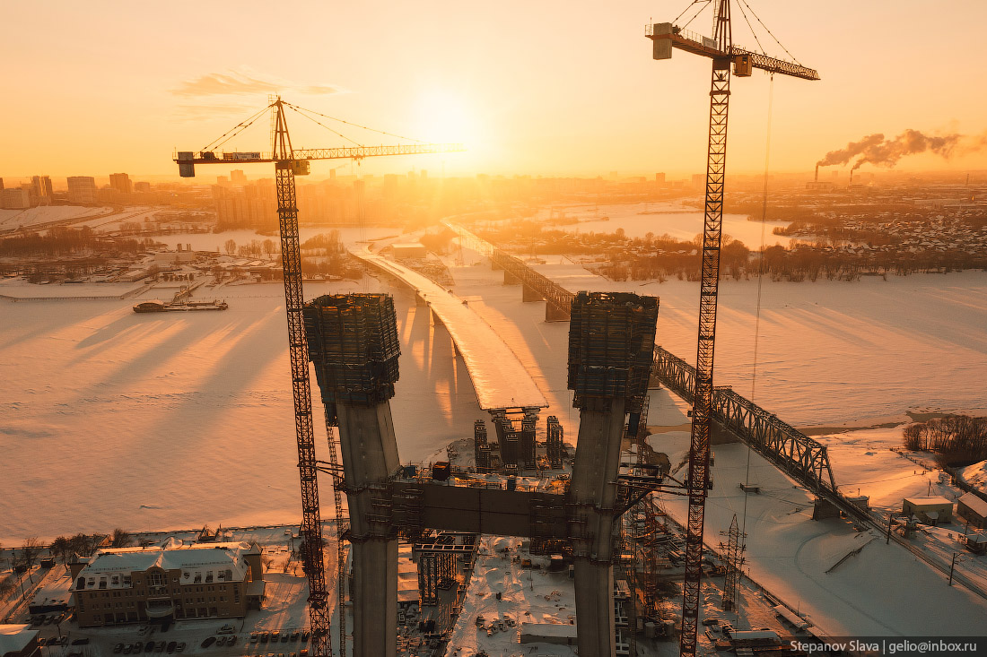 Новосибирск, строительство моста, четвёртый, центральный, бетонирование