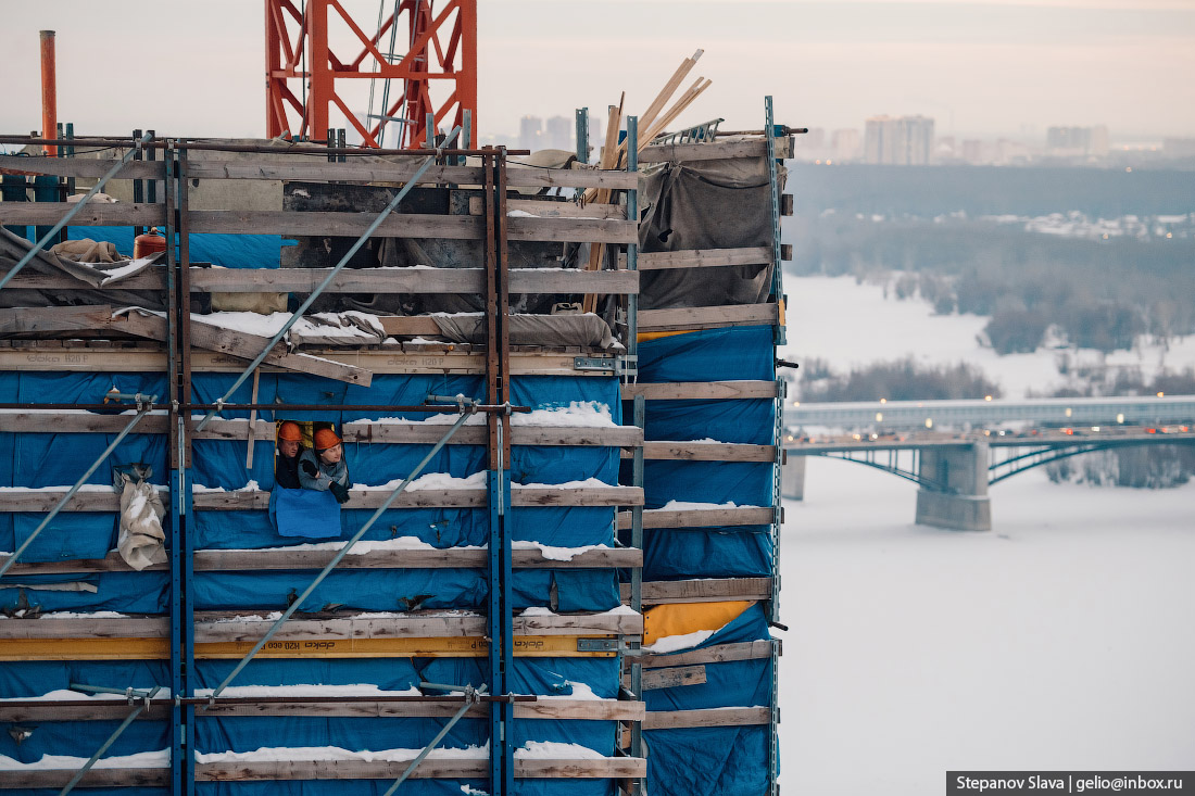 Новосибирск, строительство моста, четвёртый, центральный, тепляк, вид