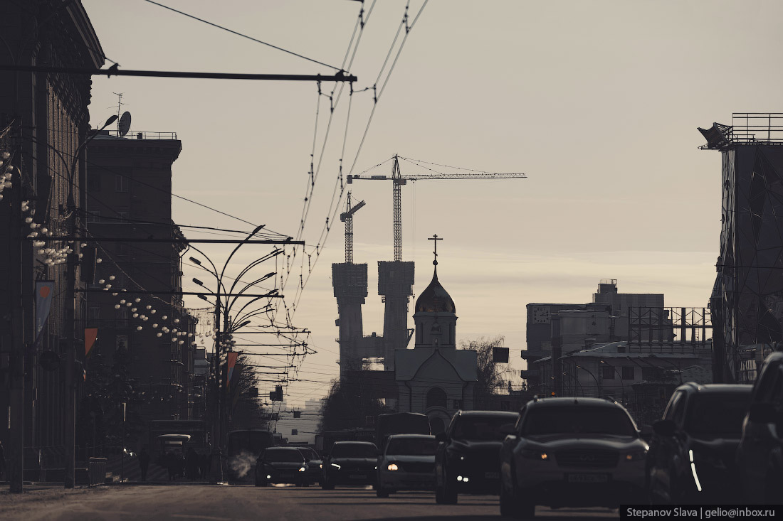 Новосибирск, строительство моста, четвёртый, центральный, вид с центра, часовня