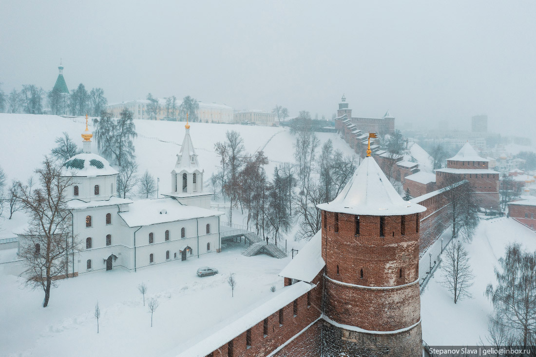 нижний новгород, зима, храм, белая башня, кремль