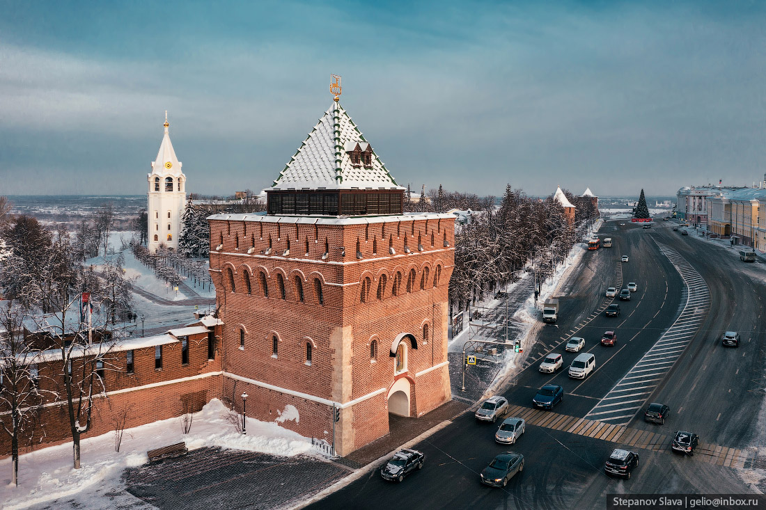 нижний новгород, зима, кремль, дмитровская башня
