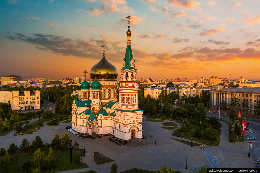 Фото Омска с высоты Успенский кафедральный собор