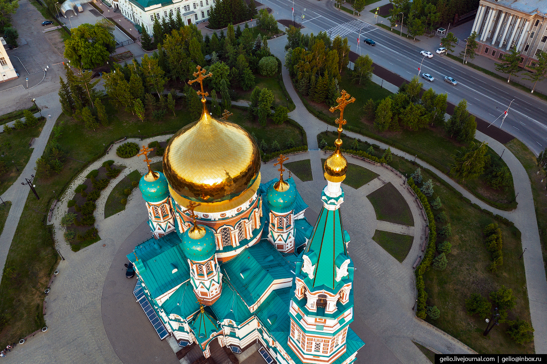 Фото Омска с высоты Успенский кафедральный собор