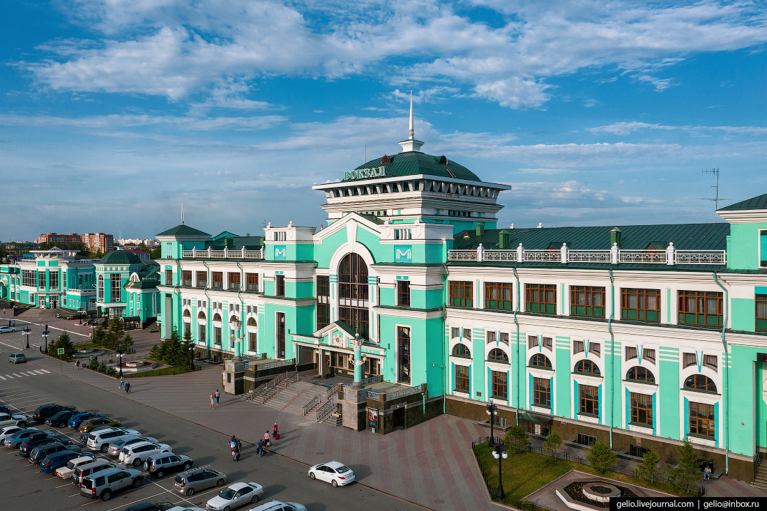 Фото Омска с высоты Железнодорожный вокзал