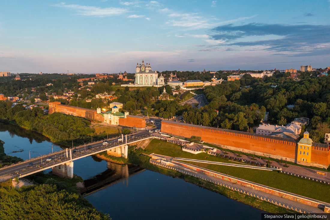 смоленск с высоты, крепостная стена, кремль