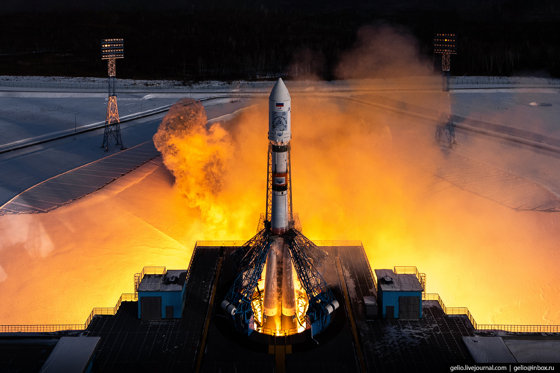 The Vostochny Cosmodrome: Launch of the Soyuz-2.1a Launch Vehicle Launch, launch, rocket, Gantry, table, Vehicle, spacecraft, Russian, Soyuz21a, which, Fregat, Complex, before, liftoff, stage, fairing, satellites, vehicle, transportation, Space